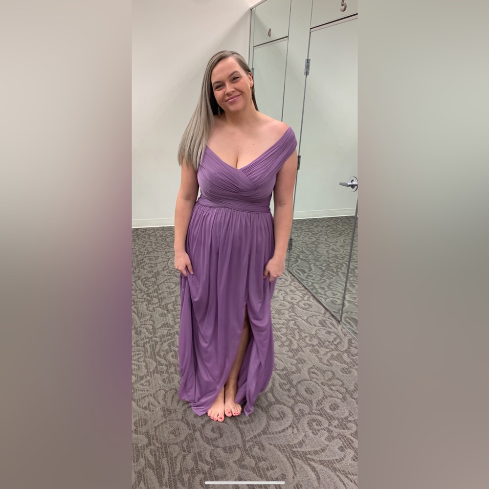David’s Bridal bridesmaid dress in quartz